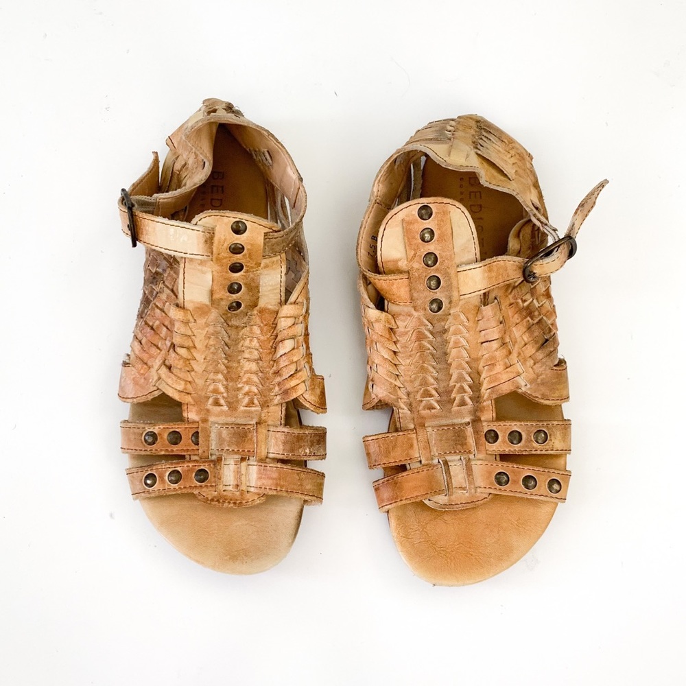 Bed|Stu Claire Gladiator Woven Leather Sandals